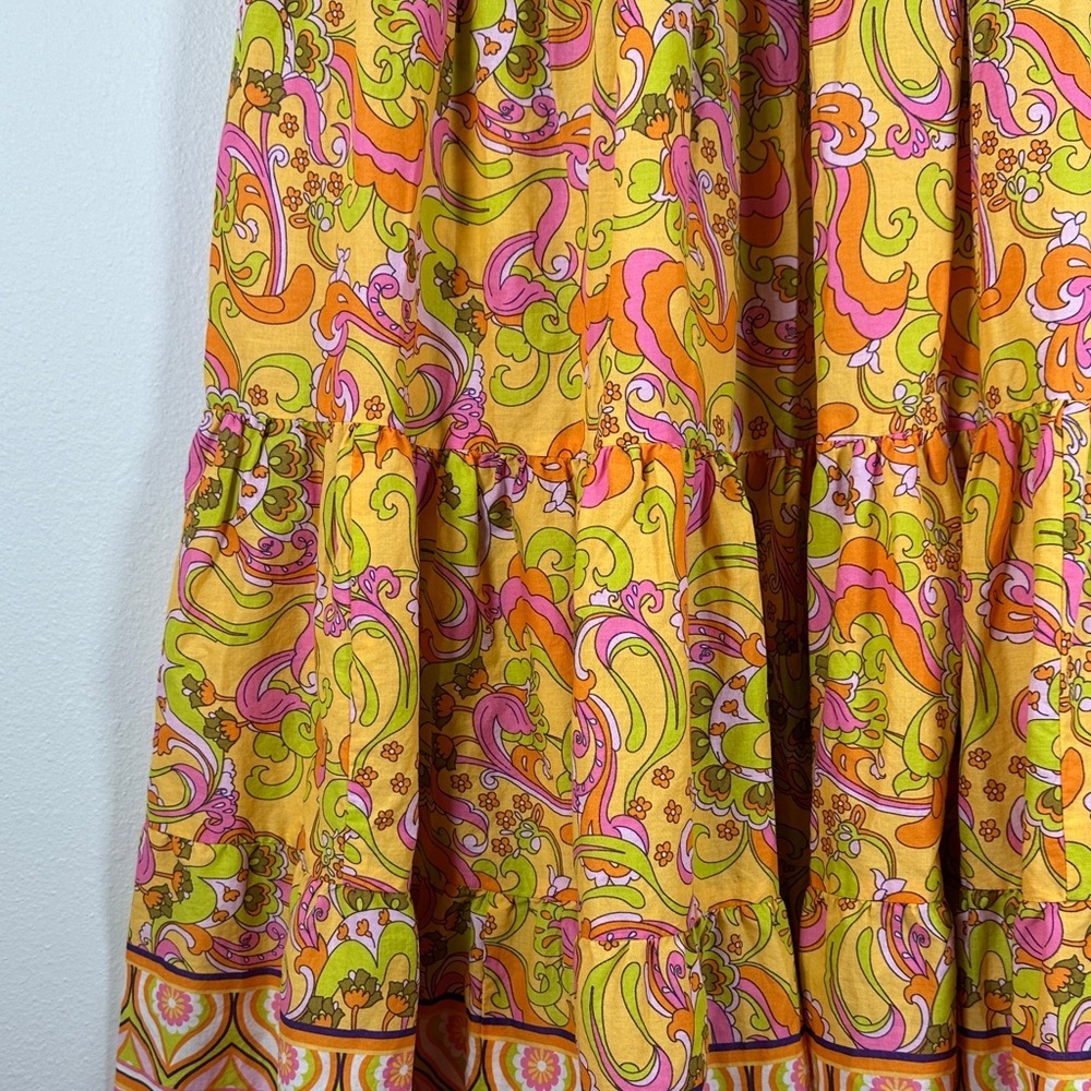 Ivy Jane Pucci Style Paisley Tiered Maxi Skirt Boho Festival Size S - Picture 6 of 10
